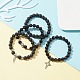 4Pcs 4 Style Natural Silver Obsidian & Lava Rock Stretch Bracelets Set BJEW-JB09480-2