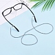 眼鏡チェーン  眼鏡用ネックストラップ  電気メッキガラスビーズ  真鍮製のつぶし玉とゴム製ループの端  銀  31.3インチ（79.5cm） AJEW-EH00008-04-3