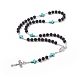 Collana rosario con pietra lavica naturale e turchese verde sintetico NJEW-TA00041-02-2