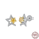 Clous d'oreilles en argent sterling plaqué rhodium étoile 925 micro pavé de zircone cubique pour femmes EJEW-P231-95P-1
