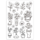GLOBLELAND Vintage Flower Vase Clear Stamps Leaves Flower Branches Silicone Clear Stamp Plant Theme Seals for DIY Scrapbooking Journals Decorative Cards Making Photo Album DIY Craft DIY-WH0167-57-0492-8