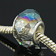 Gainsboro Farbe halb plattiertes Glas facettierte Rondelle großes Loch europäischen Perlen X-GPDL-H005-7-3