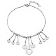 Rhodium Plated 925 Sterling Silver Donut Charm Anklet with Curved Tube Beads JA192A-1