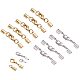 PandaHall Elite 20 Sets Silver & Golden Color Brass Lobster Claw Clasps Fold Over Cord End Caps Terminators Crimp End Tips for Jewelry Making KK-PH0035-34-1