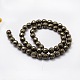 Faceted Round Natural Pyrite Bead Strands G-L437-37-8mm-2