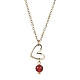 Collane con pietre preziose naturali miste e pendenti a cuore con catene portacavi in ottone dorato NJEW-JN04618-3