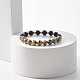 Bracelet extensible en perles rondes en bois naturel et pierre BJEW-JB07817-5