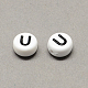 Perles de lettre à trous horizontaux acryliques blanches et noires X-SACR-Q101-01U-2