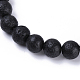 Braccialetti elasticizzati con perline di pietra lavica naturale e agata stagionata BJEW-T004-AG01-3