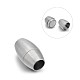 Matte 304 Stainless Steel Oval Magnetic Clasps with Glue-in Ends STAS-E089-09A-1