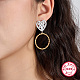 Two Tone Platinum & Golden 925 Sterling Silver Dangle Stud Earrings QO3492-2-2