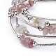 Five Loops Natural Strawberry Quartz & Moonstone Wrap Bracelets BJEW-JB04488-03-2