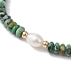 Pulseras elásticas con cuentas de perlas y rondelle de jade africano natural BJEW-JB09918-03-3