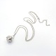 Laiton à long Rolo chaîne coeur motif cage médaillon de pendentifs des femmes à la mode NJEW-L066-07-1