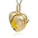 Golden Tone Brass Hollow Heart Cage Pendants KK-J241-08G-2