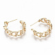 Semicircular Brass Half Hoop Earrings KK-T062-38G-NF-3