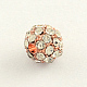 (vendita di scorta natalizia) perline rotonde con strass in lega ALRI-Q220-09-2