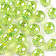 透明なアクリルビーズ  ABカラーメッキ  ラウンド  黄緑  12x11mm  穴：2.5mm X-MACR-S370-B12mm-729-1