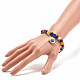 Bracelet extensible en perles rondes en turquoise synthétique (teint) et lampadaire mauvais œil avec breloque main hamsa pour femmes BJEW-JB07836-3