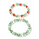 Set di braccialetti elasticizzati con perline di vetro da 2 pezzo e 2 colori BJEW-JB10027-02-1