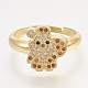 Ciondoli in ottone con zirconi cubici e orecchini a bottone e anelli regolabili set di gioielli SJEW-S043-01-2
