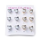6 Pair 2 Color Heart Cubic Zirconia Stud Earrings EJEW-A024-15A-1
