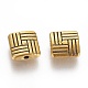 Tibetan Style Alloy Square Carved Stripes Beads X-TIBEB-5602-AG-LF-2