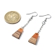 Boucles d'oreilles pendantes trapèze en résine et bois bicolores EJEW-JE05569-3