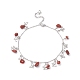 Bracelet de cheville éclats de jaspe rouge naturel et breloques papillon AJEW-AN00512-07-1