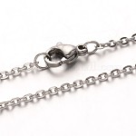 304 Edelstahl Kabelkette Halsketten, mit Karabiner verschlüsse, Edelstahl Farbe, 19.7 Zoll (50 cm)