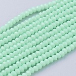 Chapelets de perles en verre imitation jade, facette, rondelle, aigue-marine, 3x2~2.5mm, Trou: 0.5mm, Environ 186~190 pcs/chapelet, 17 pouce
