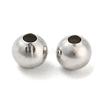 Brass Smooth Round Beads, Seamed Spacer Beads, Platinum, 4mm, Hole: 1mm