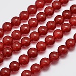 Filamenti di perline naturali e tinti Malesia giada, imitazione agata rossa, tondo, rosso, 14mm, Foro: 1.0 mm, circa 27pcs/filo, 15 pollice