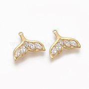 Brass Clear Cubic Zirconia Charms ZIRC-Q021-027G-NF