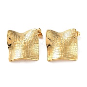 Ion Plating(IP) 304 Stainless Steel Textured Square Ear Studs for Women EJEW-P234-12G
