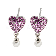 Серьга-гвоздик из латуни с микропаве из кубического циркония EJEW-C102-09P