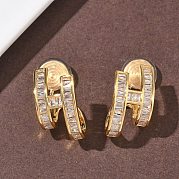 Серьги-клипсы из латунного микро-паве с прозрачными фианитами EJEW-K286-10G