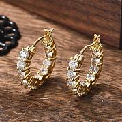 Латунные серьги-кольца из прозрачного кубического циркония EJEW-K083-42G