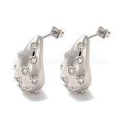 Серьги-гвоздики из латуни с цирконием EJEW-G381-01P