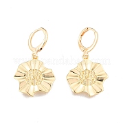 Brass Flower Dangle Leverback Earrings for Women EJEW-N012-94