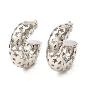 Серьги-гвоздики из латуни с полыми звездами EJEW-K245-38P-01
