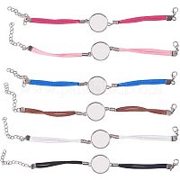3Sets Braided Leather Bracelet Making Kit Multilayer Rope Bangle Cuff  Wristband with Blank Alloy Cabochon Bezel Tray Clear Glass Cabochon 