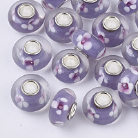 304 Stainless Steel European Beads, with Polymer Clay Rhinestone