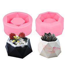 OLYCRAFTF 2pcs Flower Pot Silicone Mold Hexagon Succulent Plant Vase Gypsum Cement Molds Concrete Clay Mold Ashtray Candle Holder Silicone Wax Casting Mold for Resin Crafting and Fondant Cake Making DIY-OC0002-44