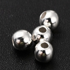 Abalorios de latón, sin plomo y cadmio, Plateado de larga duración, redondo, 3.5mm, agujero: 1.3 mm
