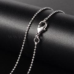 Collares de latón, cadena de bolas, facetados, con el corchete de la langosta, Platino, 18.11 pulgada (46 cm), 1.2mm