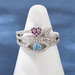 Anelli da dito da donna in ottone con micro pavé di zirconi cubici&nbsp;RJEW-C129-05P