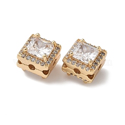 Perle di zirconi cubici trasparenti in micro pavè di ottone&nbsp;KK-G531-04G