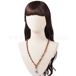 Colliers de perles de bois et de cornaline naturelle et de turquoise synthétique&nbsp;NJEW-JN04136