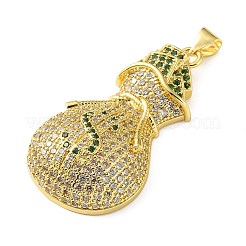 Pendentifs en laiton sertis de micro-pavés de zircones cubiques transparentes et vertes&nbsp;KK-H279-02G